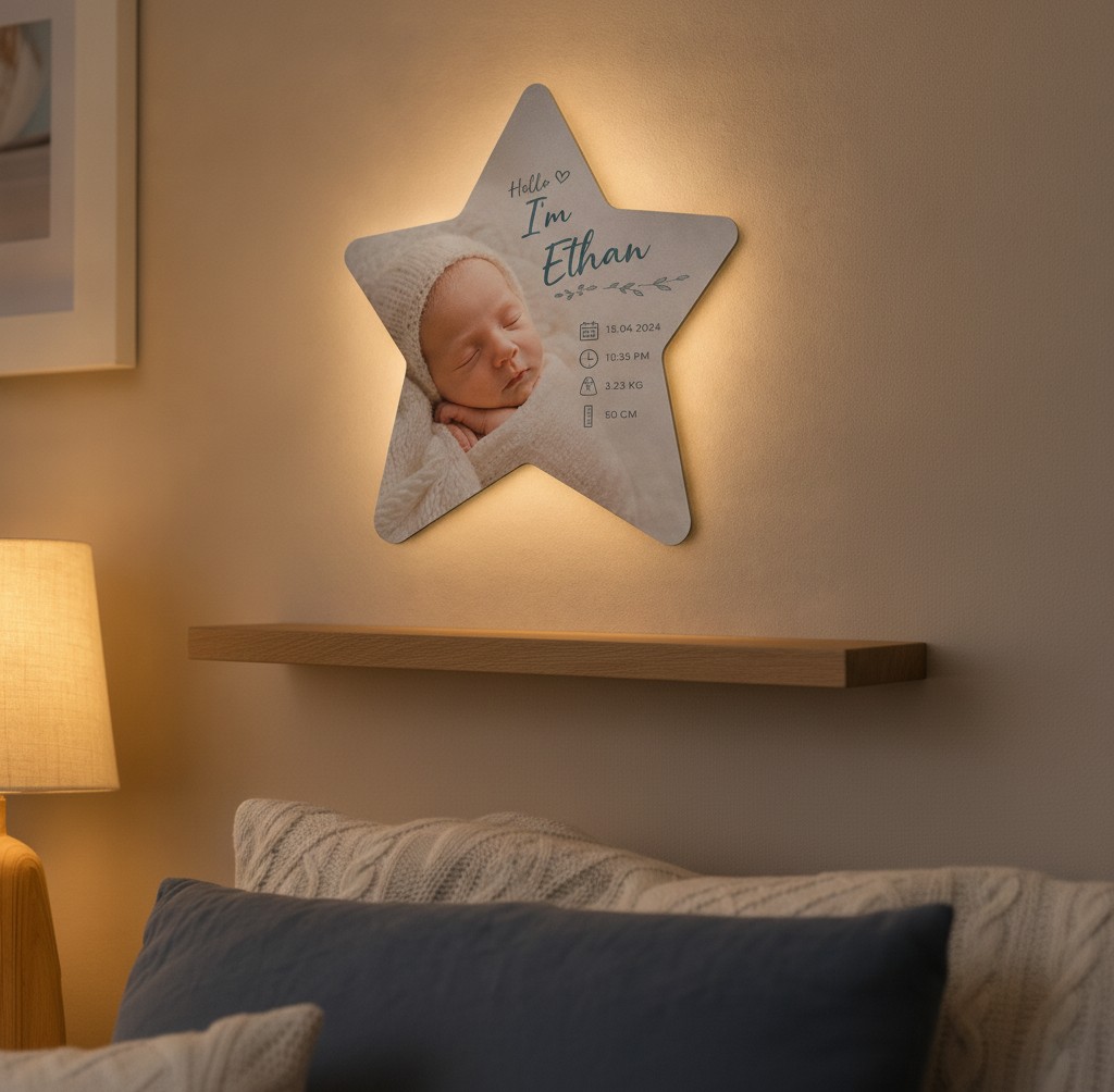 Baby- & Geburts-Lampe (Stern) - Mockup