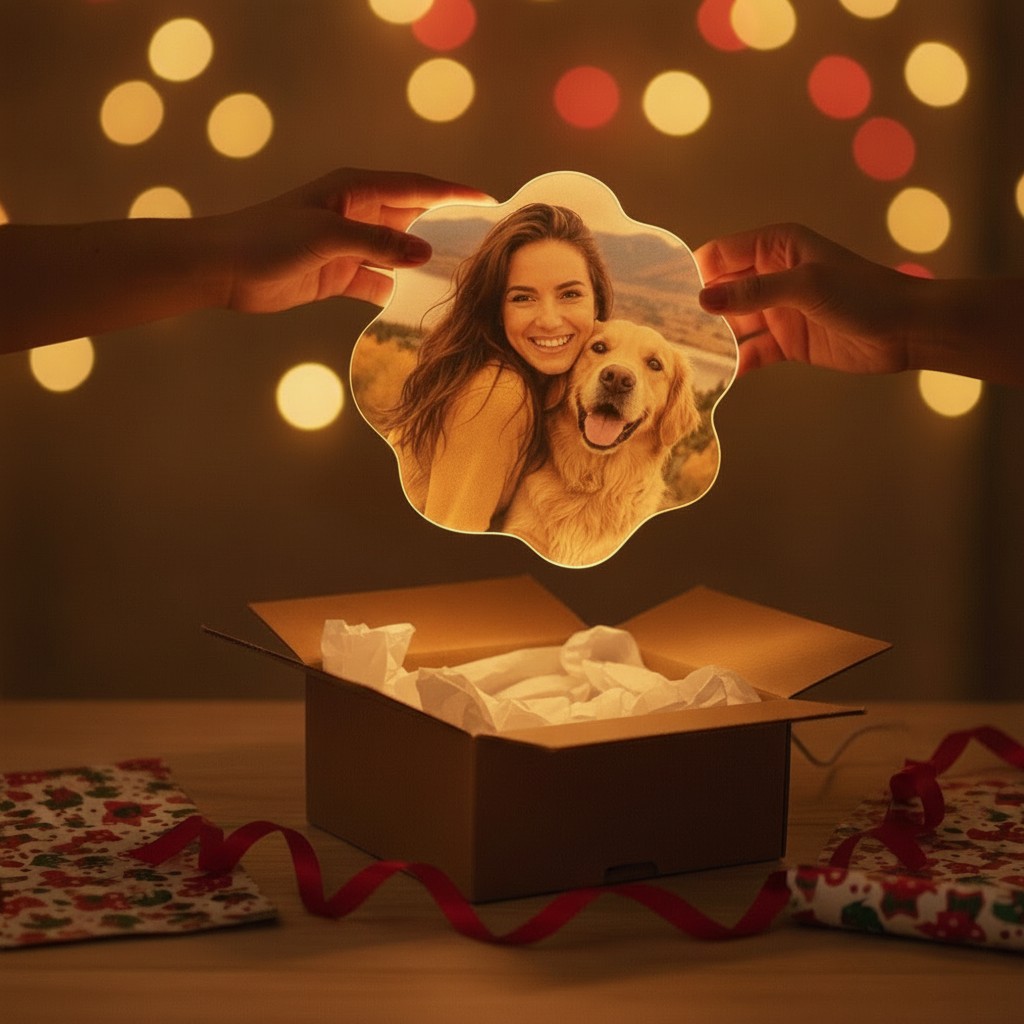 Geschenk-Lampe „Überrasche jemanden" (Wunschform) - Mockup