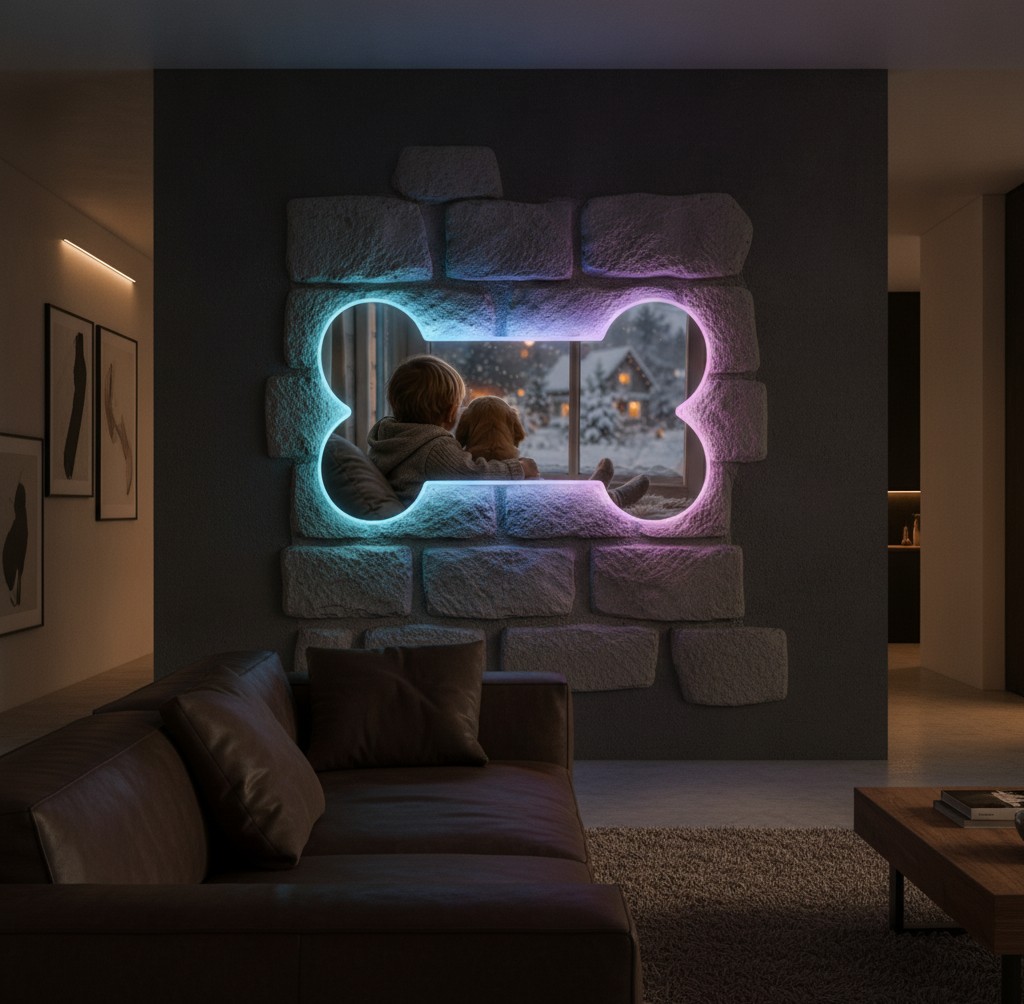 Hunde-Foto-Lampe (Knochen) - Mockup