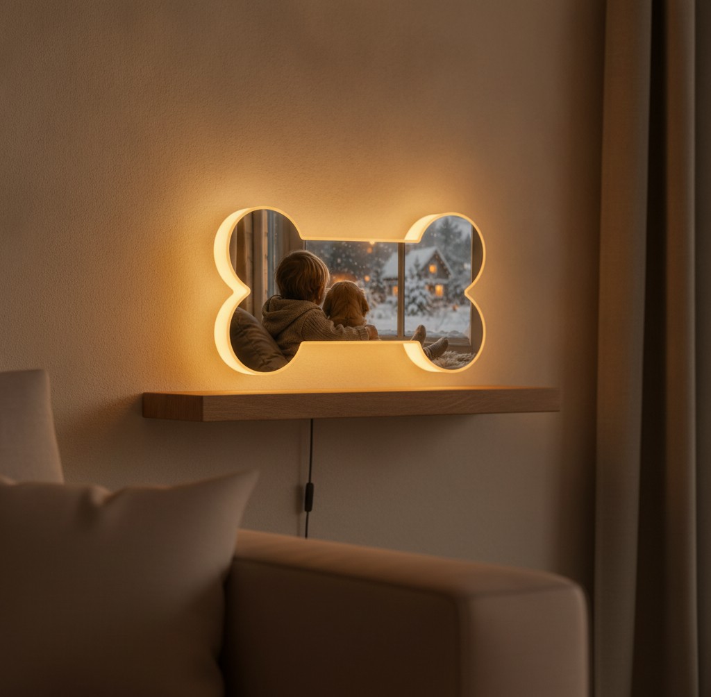 Hunde-Foto-Lampe (Knochen) - Mockup