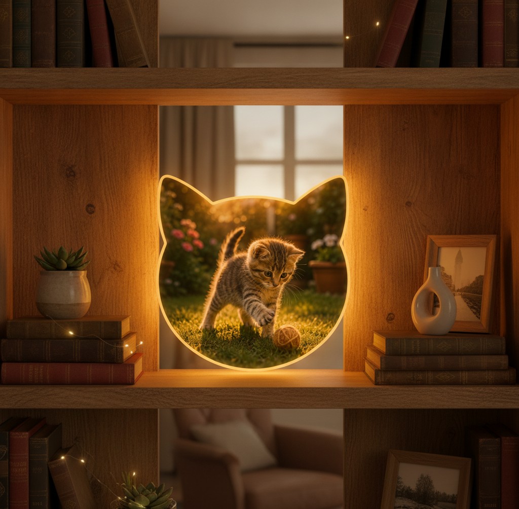 Katzen-Foto-Lampe (Katzenkopf) - Mockup