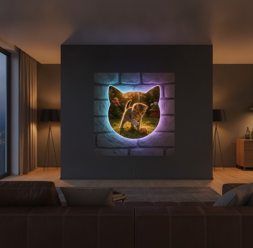 Katzen-Foto-Lampe (Katzenkopf) - Mockup