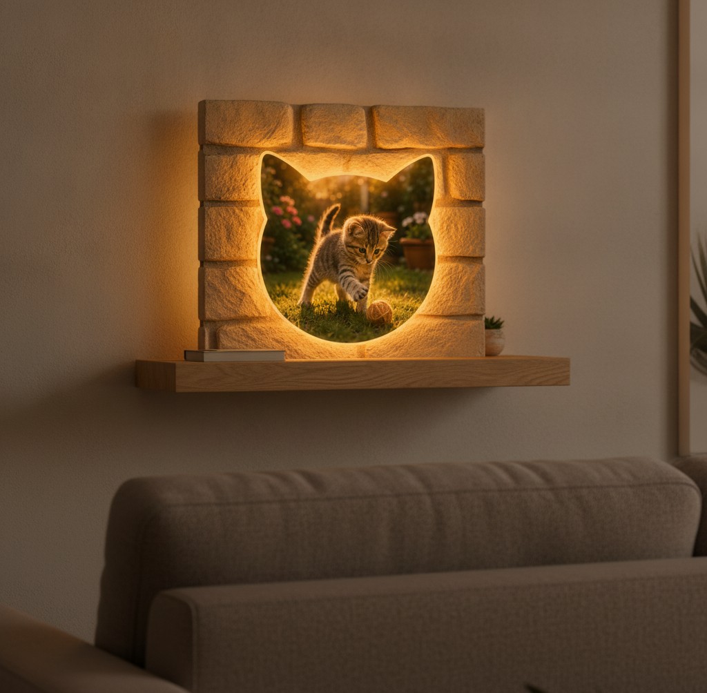 Katzen-Foto-Lampe (Katzenkopf) - Mockup