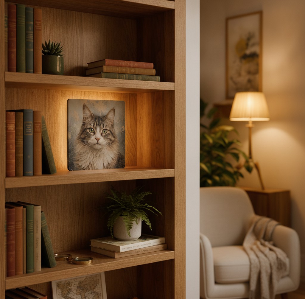 Katzen-Porträt-Lampe (Quadrat) - Mockup