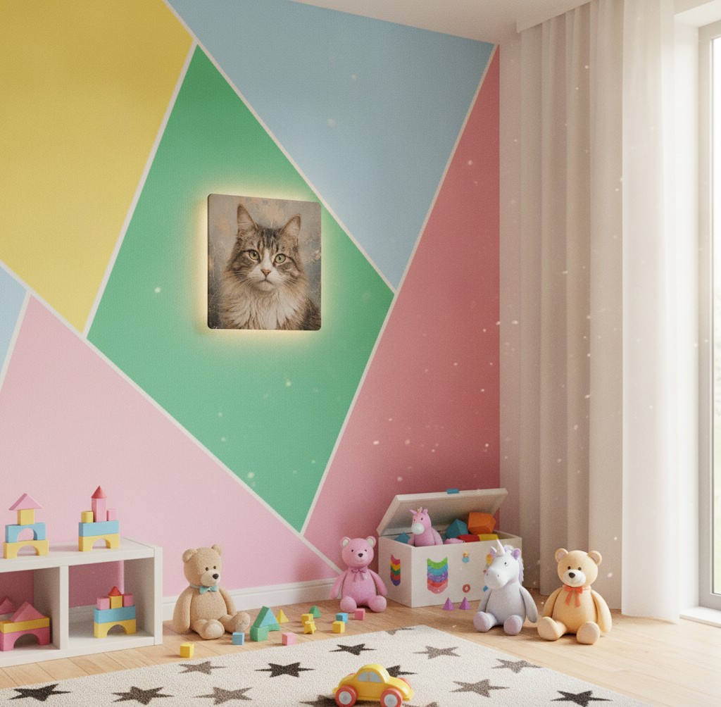 Katzen-Porträt-Lampe (Quadrat) - Mockup