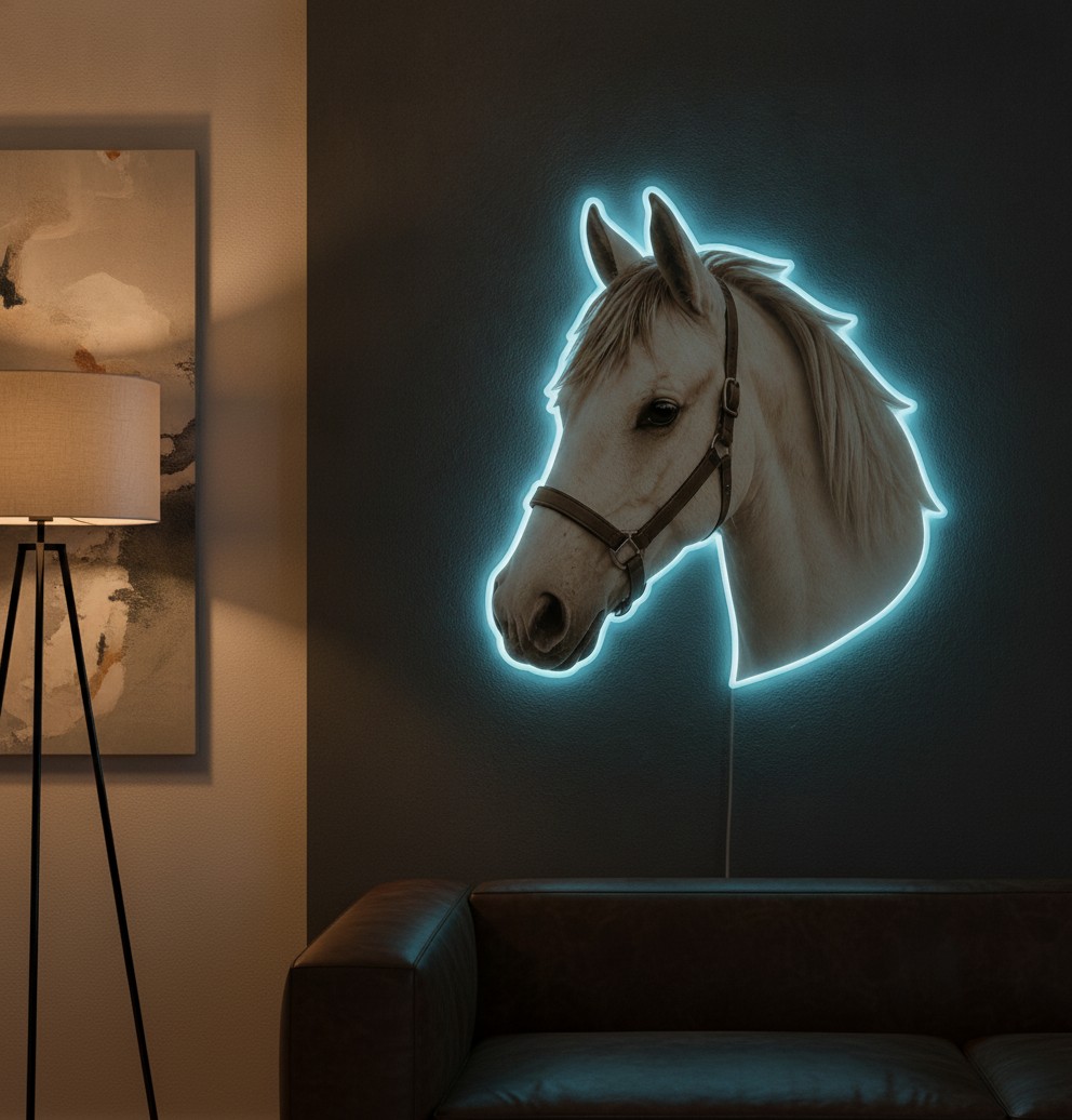 Pferde-Foto-Lampe (Kontur-Cut) - Mockup