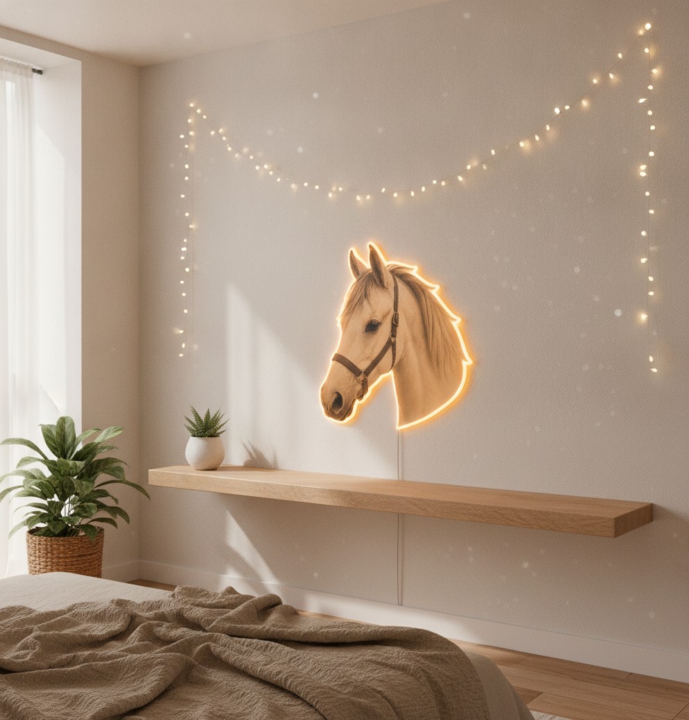 Pferde-Foto-Lampe (Kontur-Cut) - Mockup