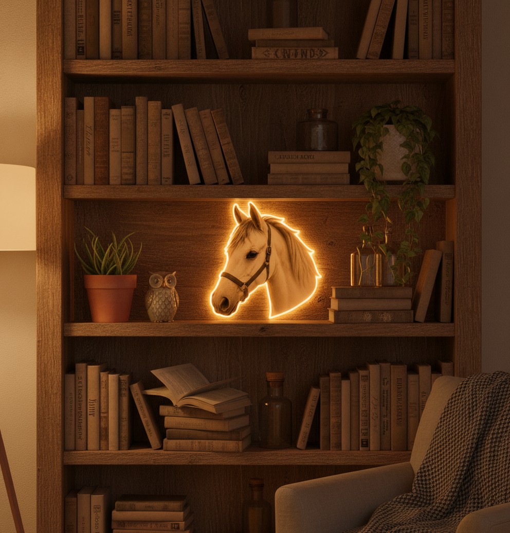 Pferde-Foto-Lampe (Kontur-Cut) - Mockup